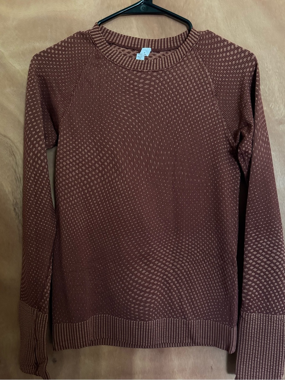 Lululemon Seamless Long Sleeve Training Top | Brown Jacquard Thumbhole Pullover